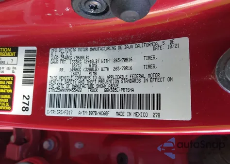 2022 Toyota Tacoma Trd Off Road из США, поврежденный, VIN 3TMCZ5ANXNM455422